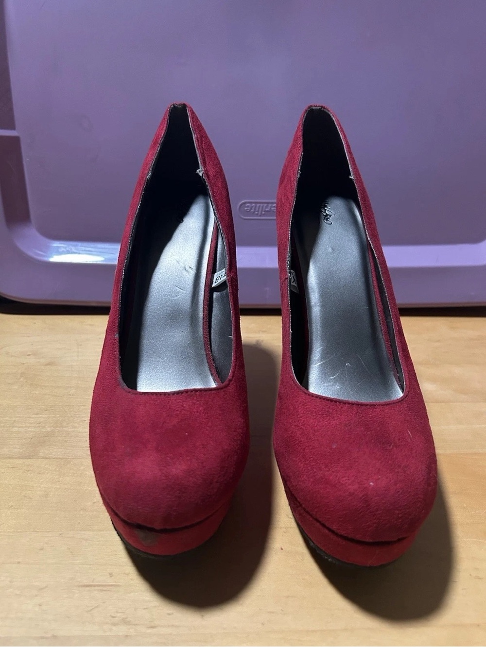 Mossimo Supply Co. Burgundy Suede Platform Pumps